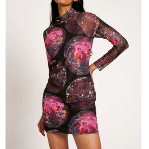 Anthropologie Rachel Antonoff Disco Ball Lilly Stretch Mesh Dress Party Womens S